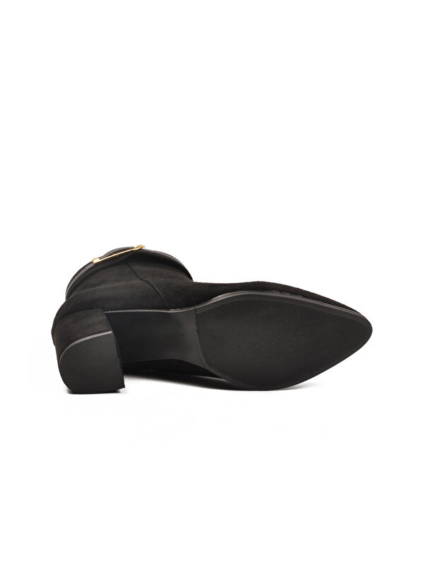 Siyah Süet Fermuarlı İçi Kürklü Kadın Topuklu Bot 547815 Z - Görsel 6