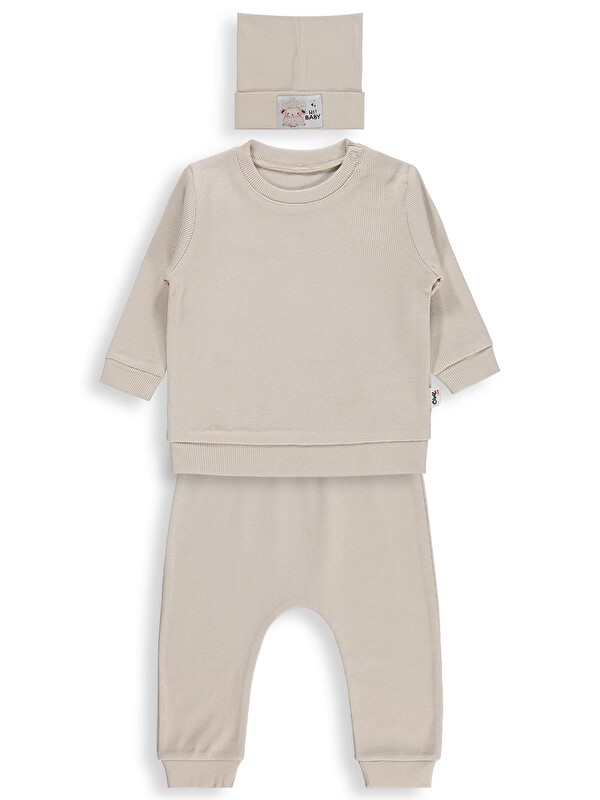Civil Baby Bereli 3'lü 6-18 Ay Takım - Bej