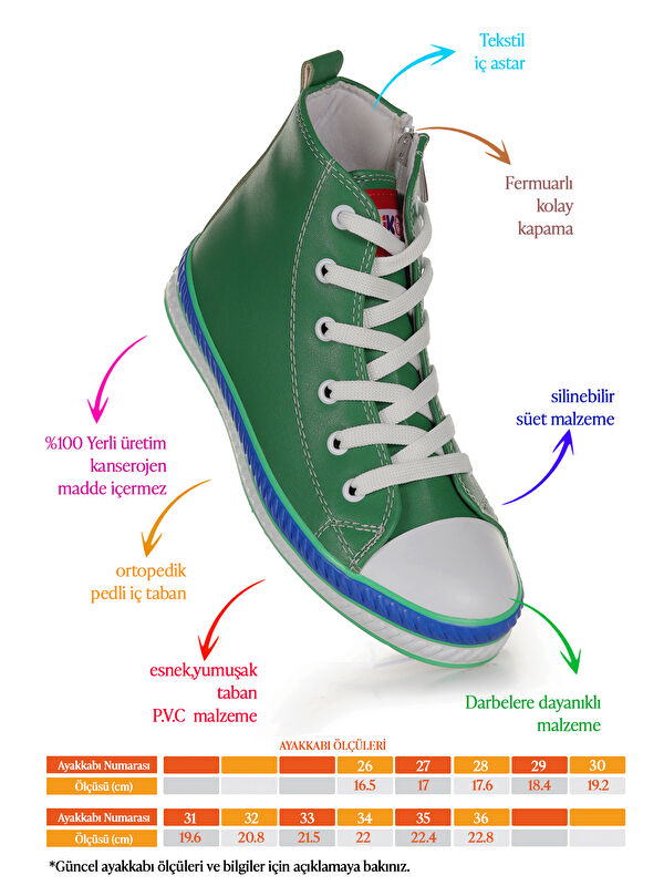 Pant Günlük Bağcıklı Fermuarlı Erkek Çocuk Bot Sneaker Ayakkabı - Görsel 3