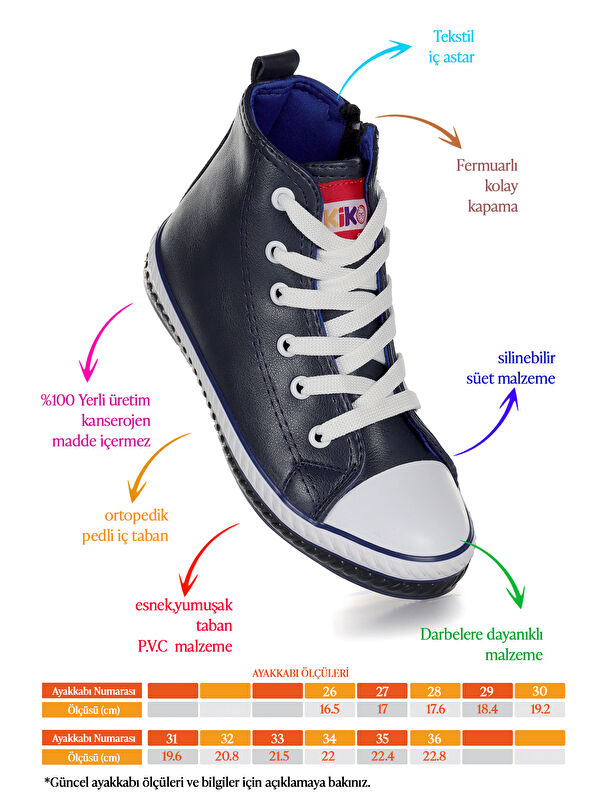 Pant Günlük Bağcıklı Fermuarlı Erkek Çocuk Bot Sneaker Ayakkabı - Görsel 3