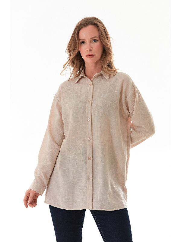 Fullamoda Kırçıllı Düğmeli Oversize Gömlek