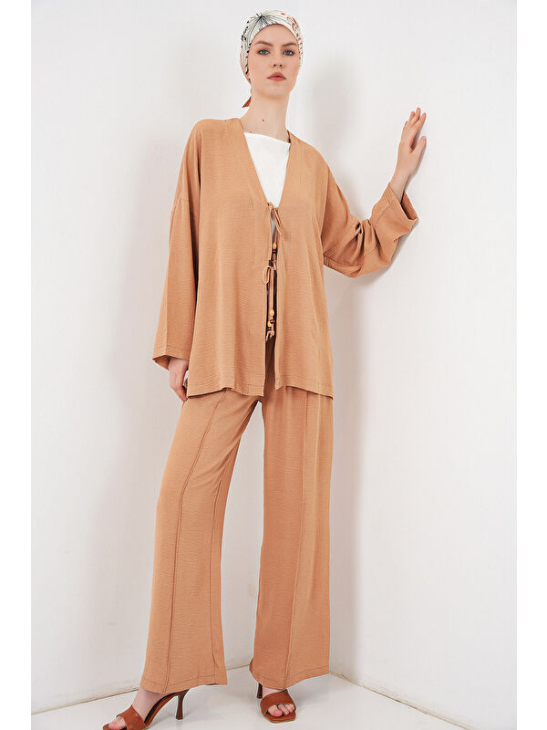 Bigdart Kadın Ayrobin Kimono Pantolon İkili Takım 6739 - Bisküvi