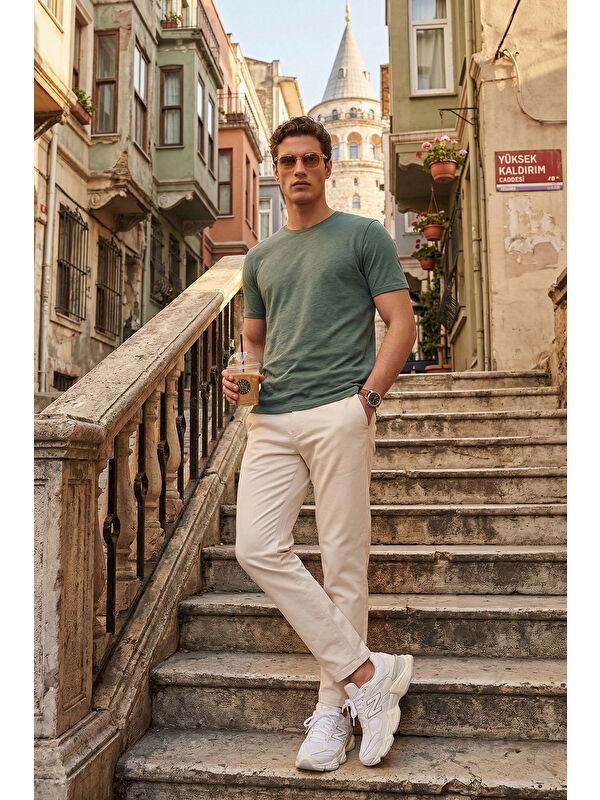 Buratti Bisiklet Yaka % 100 Pamuk Slim Fit Basic Erkek T Shirt 59020001