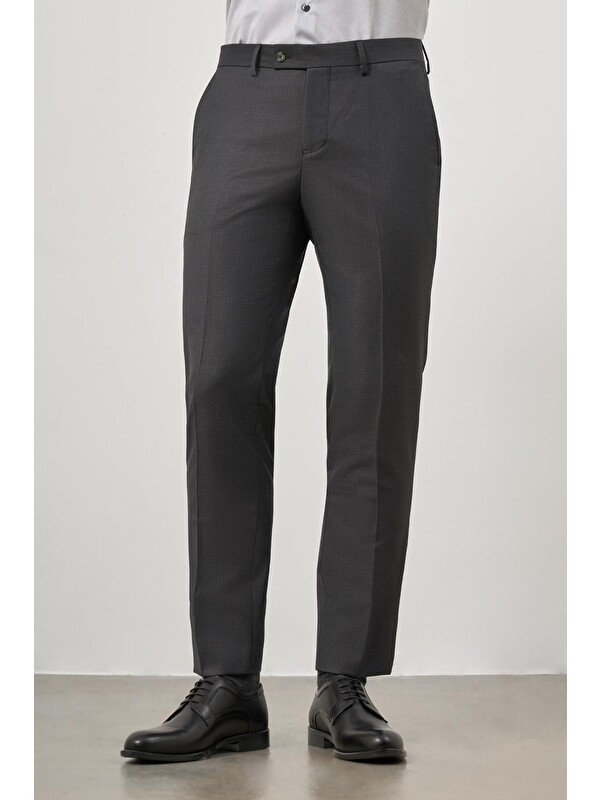 İMZA Koyu Antrasit Yandan Cepli Slim Fit Classic Erkek Pantolon 1003245152
