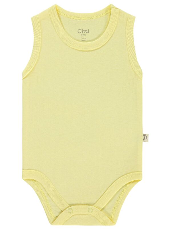 Civil Baby Düz Renkli Çıtçıtlı Badi - Sarı 1-3 Ay