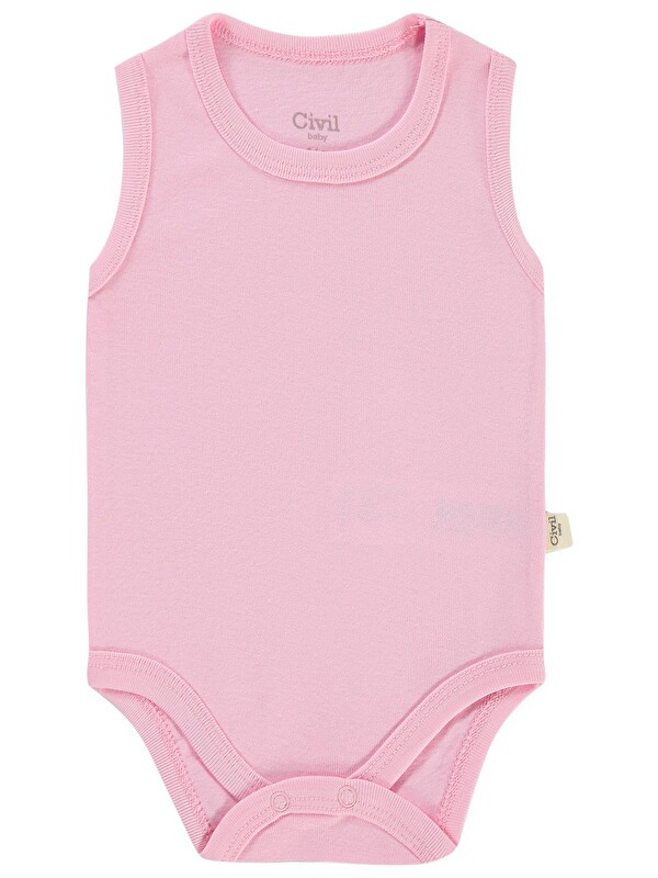Civil Baby Düz Renkli Çıtçıtlı Badi - Pembe 1-3 Ay