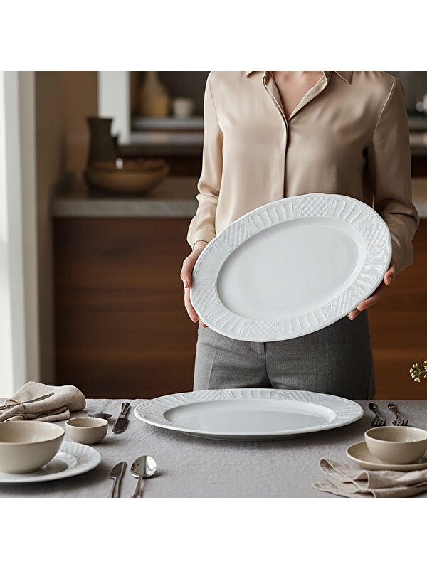 GÜRAL PORSELEN Sembol 2 Parça 35 cm Kayık Tabak