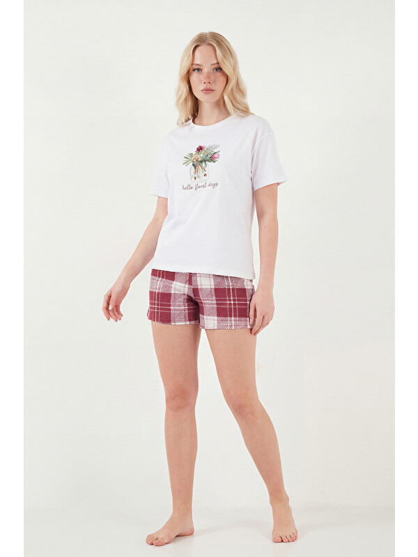 Lela % 100 Pamuk Regular Fit Desenli Şortlu Kadın Pijama Takımı 65790782