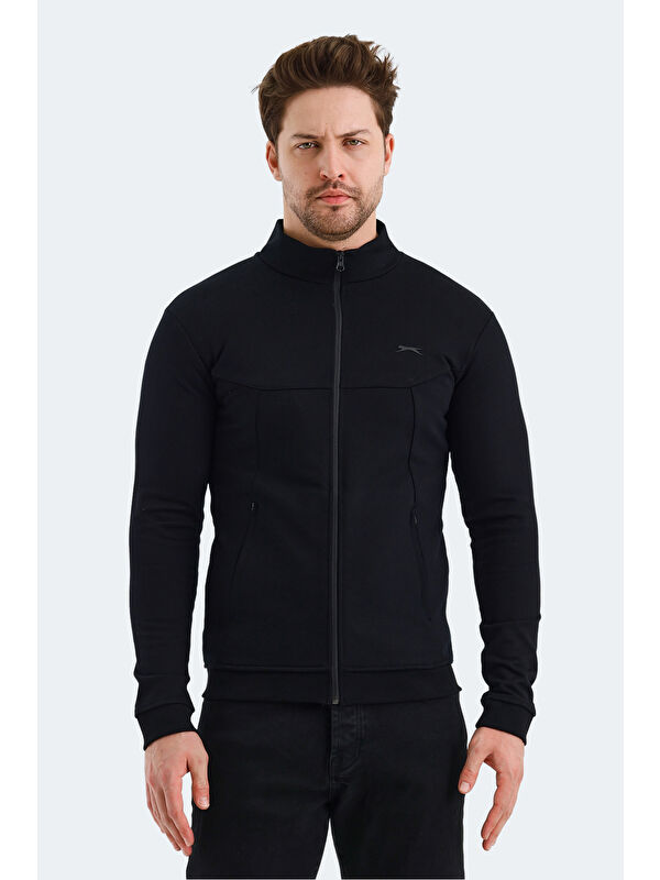 SLAZENGER VISUAL Erkek Fermuarlı Sweatshirt Hırka Siyah