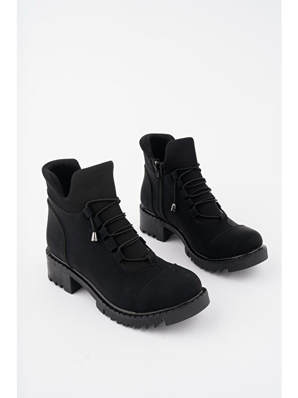 MOLDE Kadın Streç Lastik Bağcıklı Fermuarlı Bot - Görsel 6