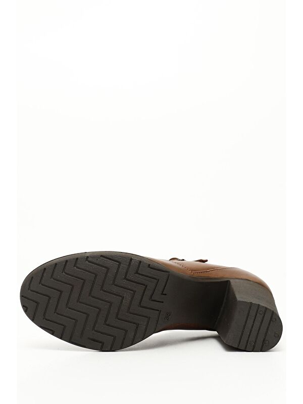 VİZON Hakiki Deri Yuvarlak Burun Orta Topuklu Kauçuk Taban Kadın Ayakkabı 24136 - Görsel 6