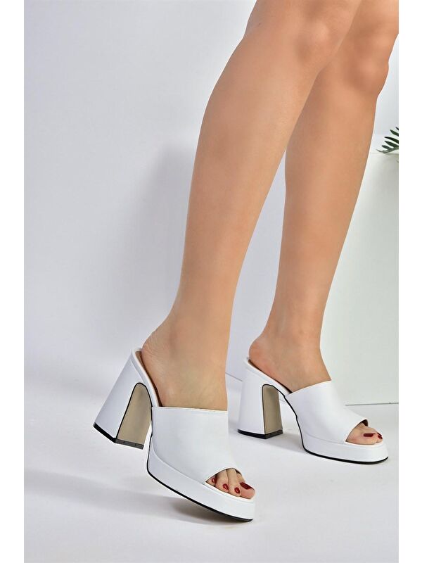 M404100409 Beyaz Kadın Terlik - Görsel 3