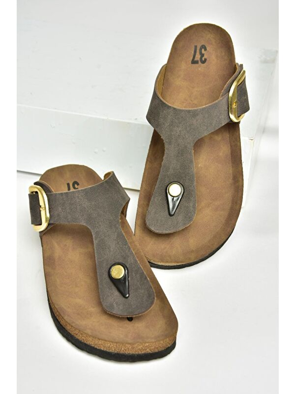 U7779170 Kahverengi Kadın Terlik - Görsel 3