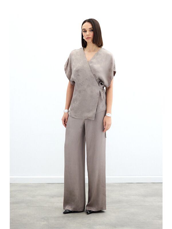 SATEEN Cepli Bol Pantolon - Vizon