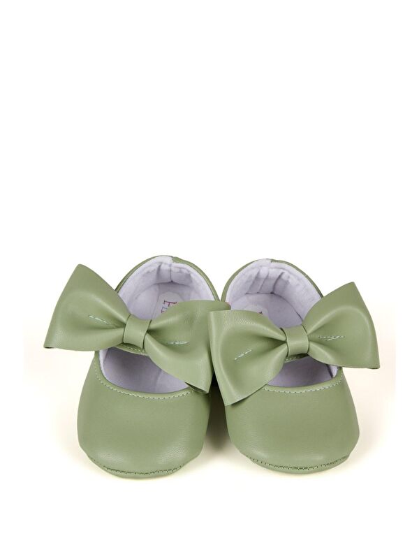 Yeşil Kız Bebek Suni Deri Fiyonklu Babet Patik - Görsel 4