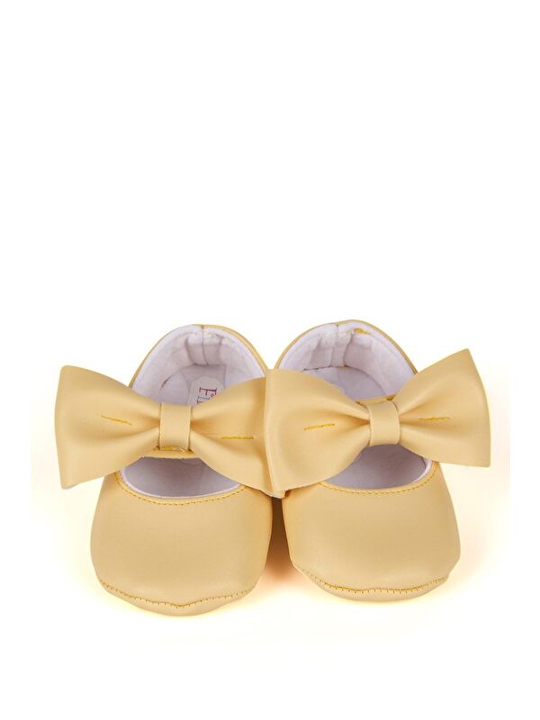 Sarı Kız Bebek Suni Deri Fiyonklu Babet Patik - Görsel 4