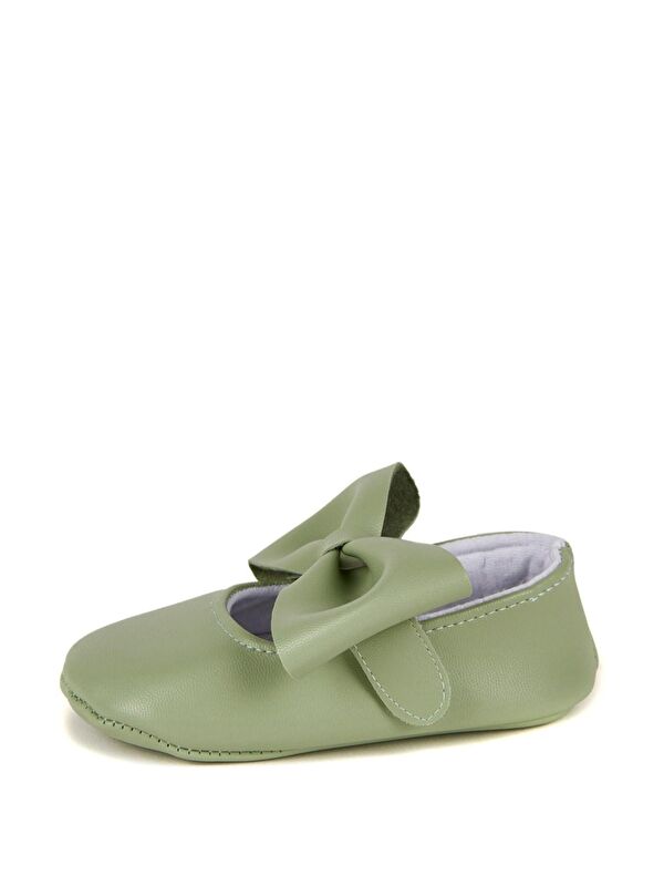 Yeşil Kız Bebek Suni Deri Fiyonklu Babet Patik - Görsel 5