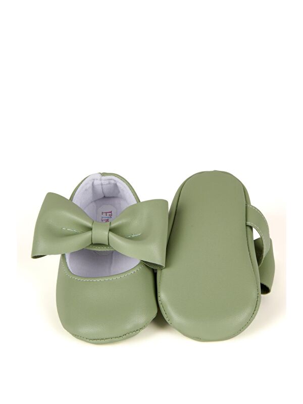 Yeşil Kız Bebek Suni Deri Fiyonklu Babet Patik - Görsel 6