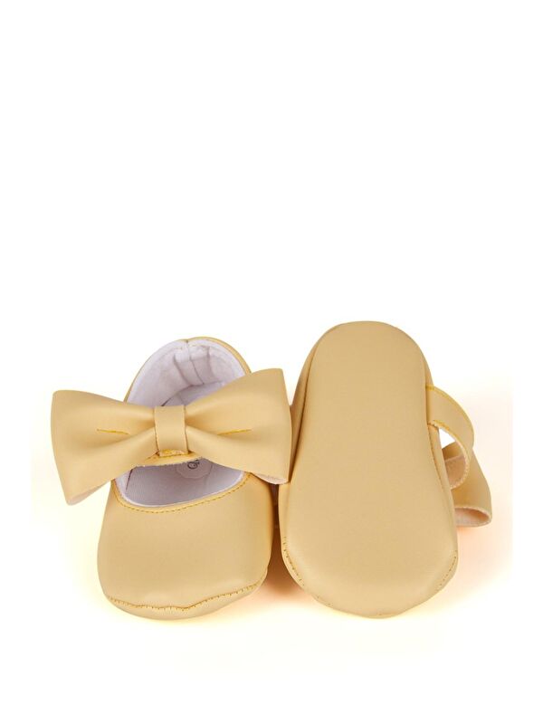 Sarı Kız Bebek Suni Deri Fiyonklu Babet Patik - Görsel 6