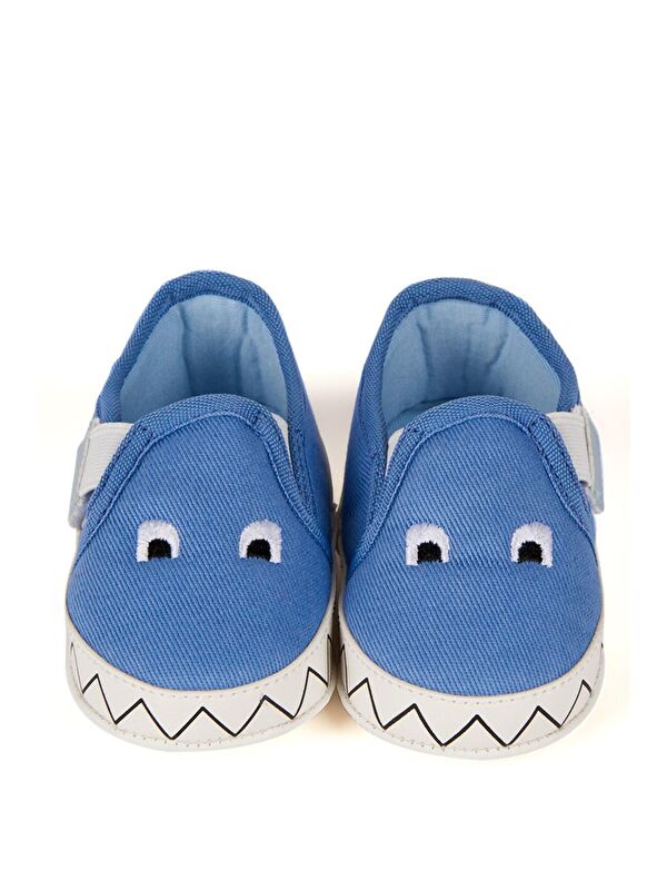 Mavi Canavar Nakışlı Bebek Cırtcırtlı Patik - Görsel 3