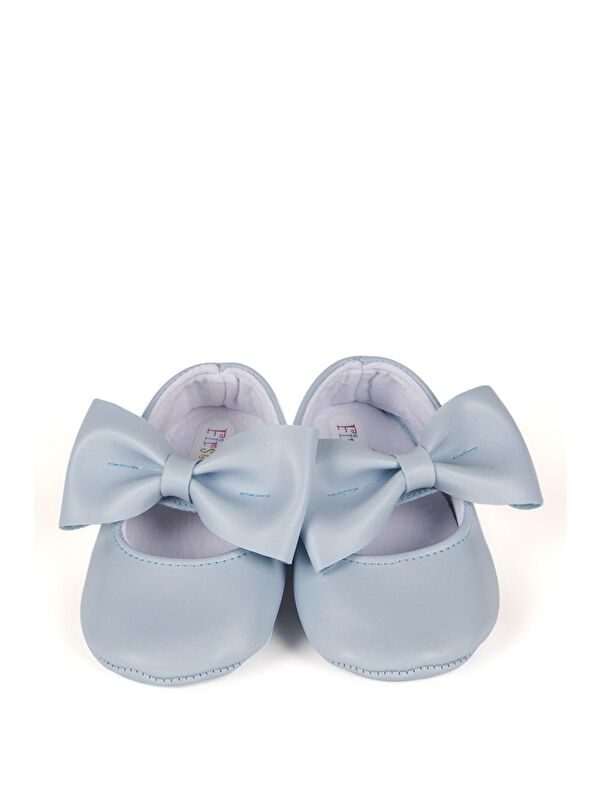 Mavi Kız Bebek Suni Deri Fiyonklu Babet Patik - Görsel 4