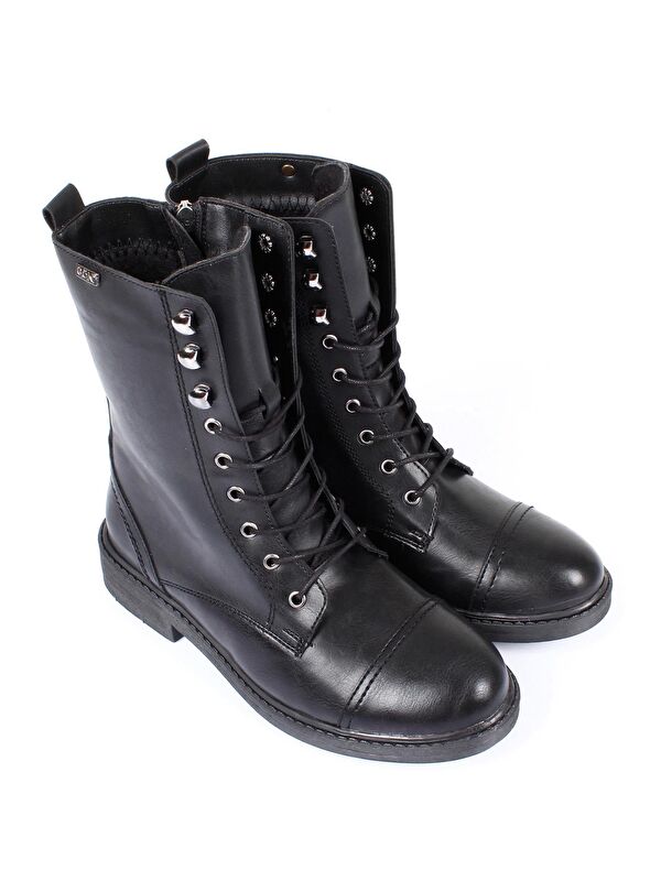 Yuvarlak Burun Kauçuk Taban Topuklu Fermuarlı Bağcıklı Kadın Günlük Postal Bot 10455 - Görsel 3