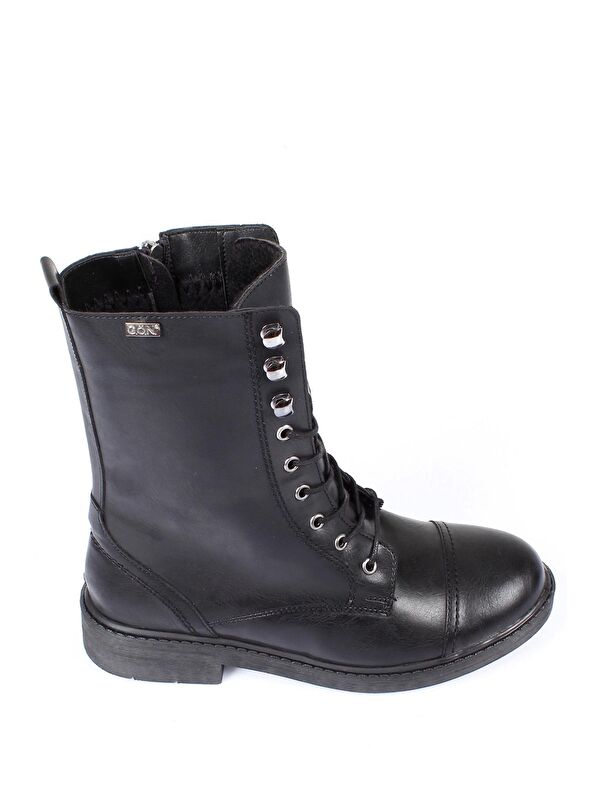 Yuvarlak Burun Kauçuk Taban Topuklu Fermuarlı Bağcıklı Kadın Günlük Postal Bot 10455 - Görsel 5