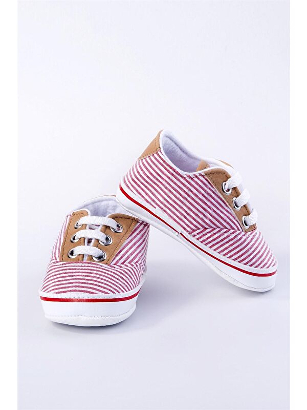 Kırmızı Çizgili Kız Bebek Patik - Görsel 4