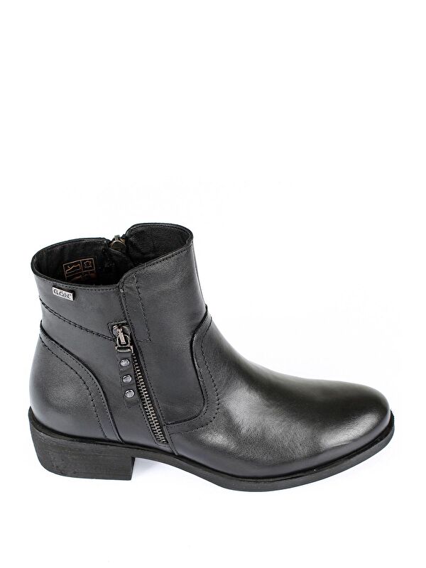 Hakiki Deri Yuvarlak Burun Topuklu Fermuarlı Püsküllü Kadın Günlük Bot 47440 - Görsel 5