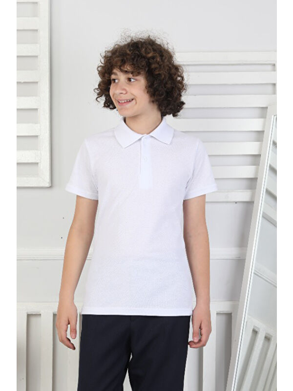 Modanino Erkek Çocuk %100 Pamuk Okul Tarz T-Shirt 5-13 Yaş 12272