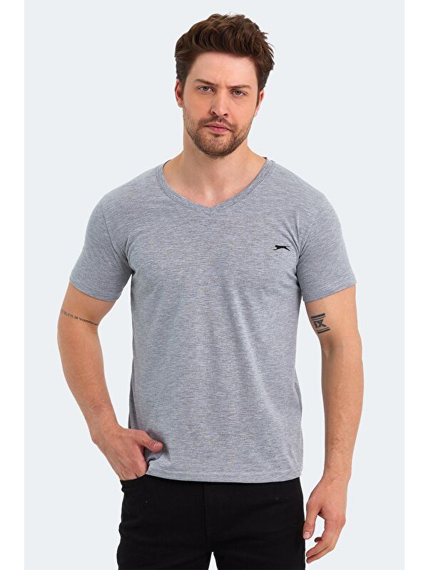 SLAZENGER SARGON KTN Erkek %100 Pamuk Tişört Gri