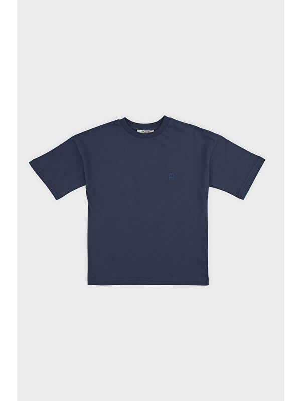 Panço Unisex Çocuk Kısa Kollu Lacivert Tişört
