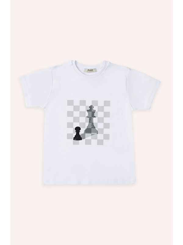 Panço Erkek Çocuk Satranç Baskılı Beyaz Pijama Üstü