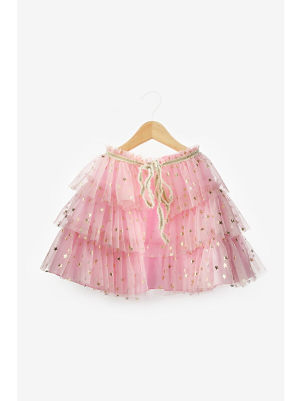Le Mabelle Pembe Yıldızlı Kız Çocuk Kısa Pelerin