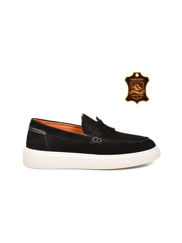 Voyager Erkek Siyah Süet Rahat Tabanlı Hakiki Deri Smart Casual Ayakkabı Loafer 6795 M