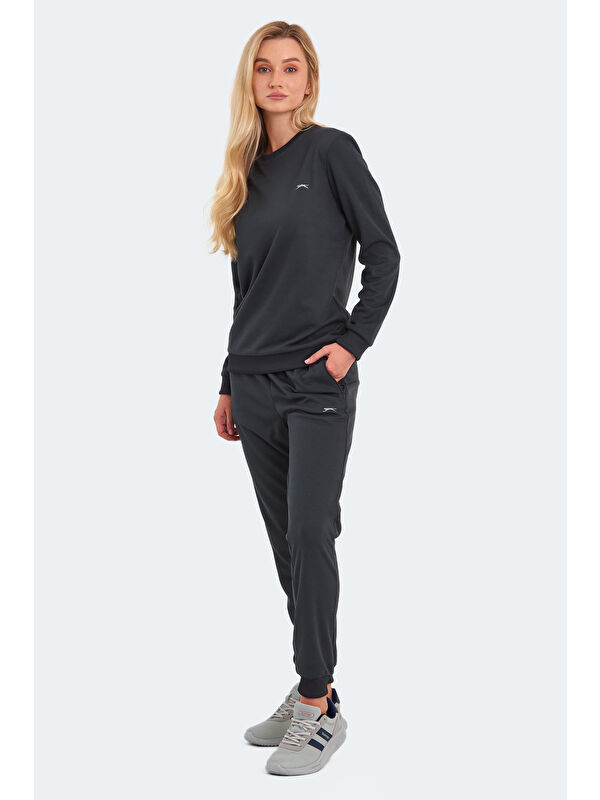 SLAZENGER OLINDA Kadın Cepli Koyu Gri Eşofman Takımı