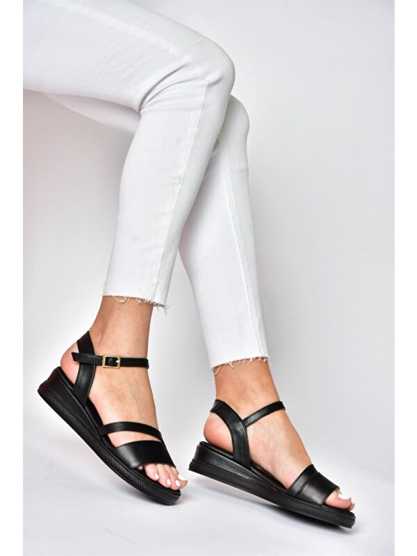 P674300709 Siyah Dolgu Taban Kadın Ayakkabı - Görsel 2