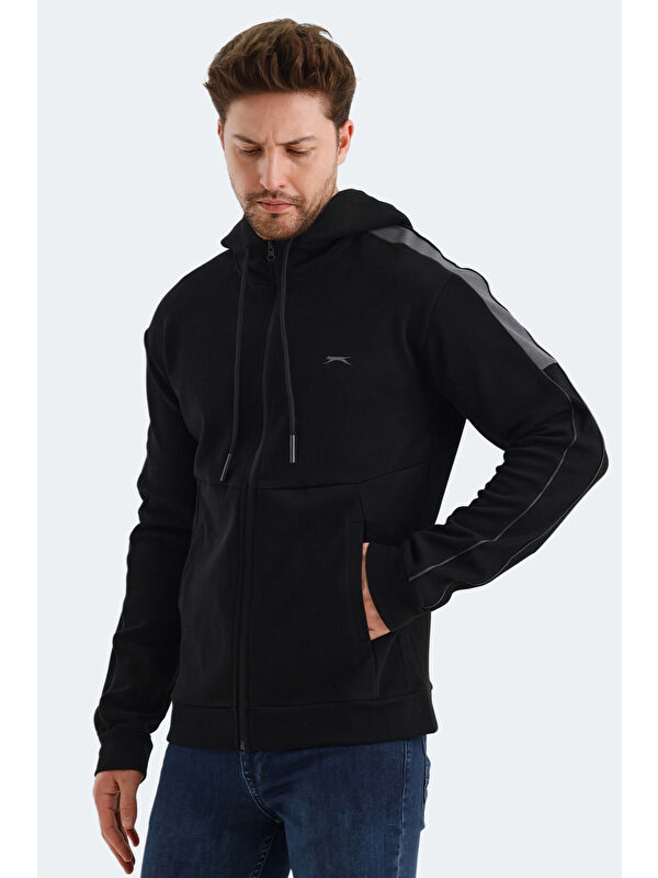 SLAZENGER VALERYA Erkek Fermuarlı Sweatshirt Hırka Siyah