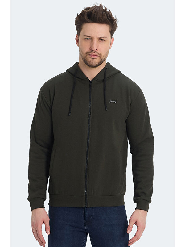 SLAZENGER KOZZAX Erkek Fermuarlı Sweatshirt Hırka Haki