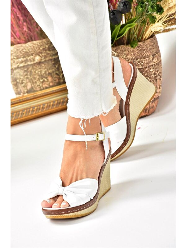 M674040409 Beyaz Dolgu Taban Kadın Ayakkabı - Görsel 6