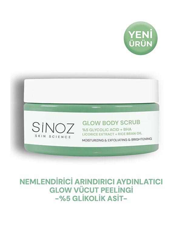Sinoz Nemlendirici, Arındırıcı ve Aydınlatıcı Glow Vücut Peelingi %5 Glikolik Asit 200 gr