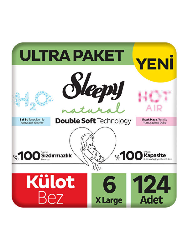 Sleepy Natural Double Soft Ultra Paket Külot Bez 6 Numara Xlarge 124 Adet