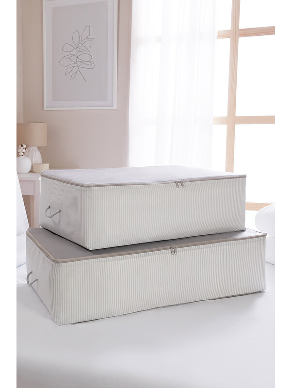 Ocean Home Textile 2'li Gri Renk Stuff & Things Baza Altı Hurç Set