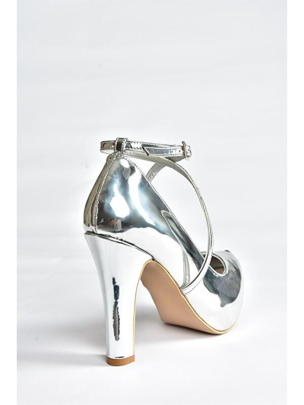 M3480076 Gümüş Kadın Topuklu Ayakkabı - Görsel 5