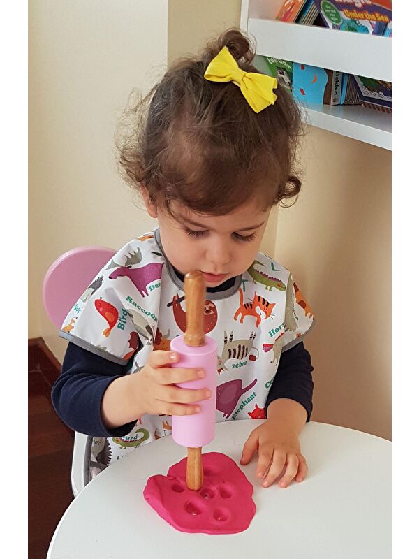 Yorni 1-3yaş, Zoo, Sıvı Geçirmez, Makinede Yıkanabilir, Cırtlı, Cepli, Kısa Kollu Bebek Mama Önlüğü
