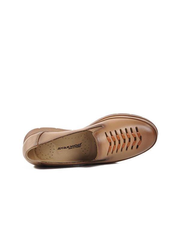 408 Krem Hakiki Deri Kadın Günlük Ayakkabı - Görsel 6