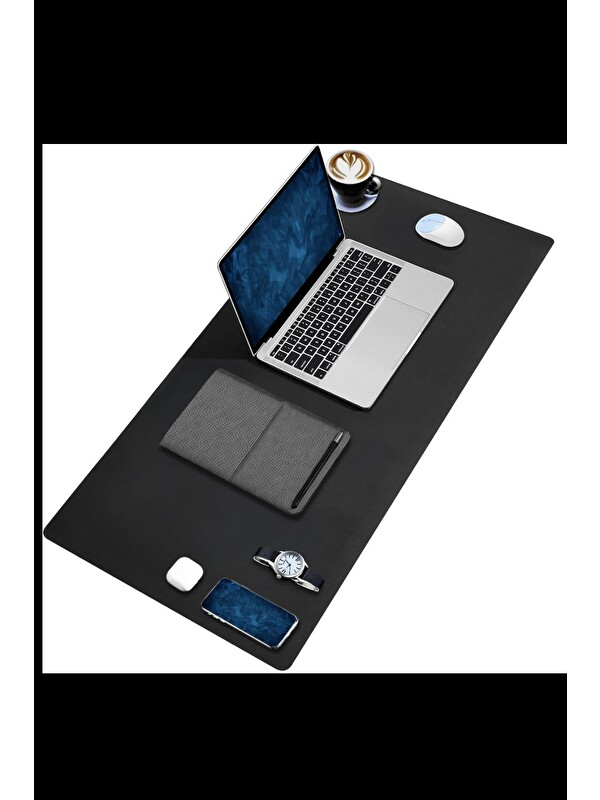 Black Deer Siyah Deri 90x40 XL Mouse Pad Dikişli Kenar Çift Yönlü Kullanım Masa Matı Sümen
