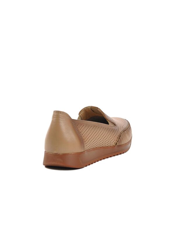 48 Krem Hakiki Deri Kadın Günlük Ayakkabı - Görsel 5