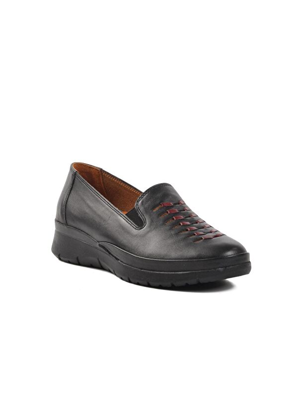 408 Siyah Hakiki Deri Kadın Günlük Ayakkabı - Görsel 4