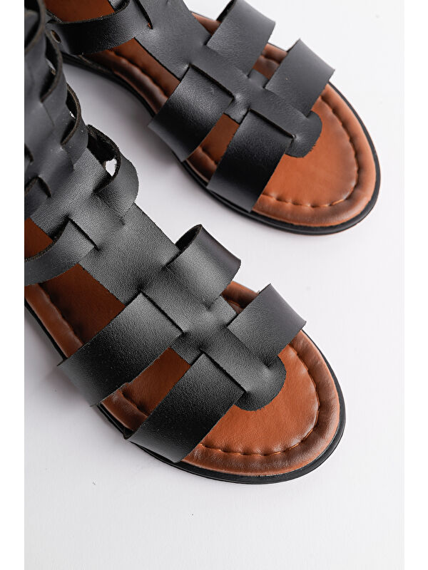 GLADYATÖR Rahat Kalıp Arkadan Fermuarlı Kemer Detaylı Kadın Sandalet - Görsel 5